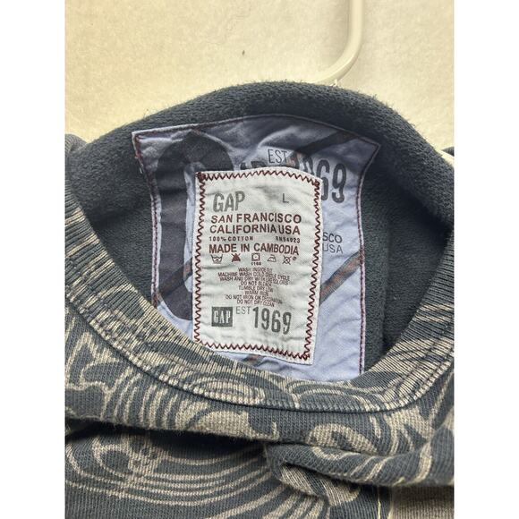 Gap Navy Blue Brindle Sweater Men’s Size Large Crewneck - Picture 3 of 5